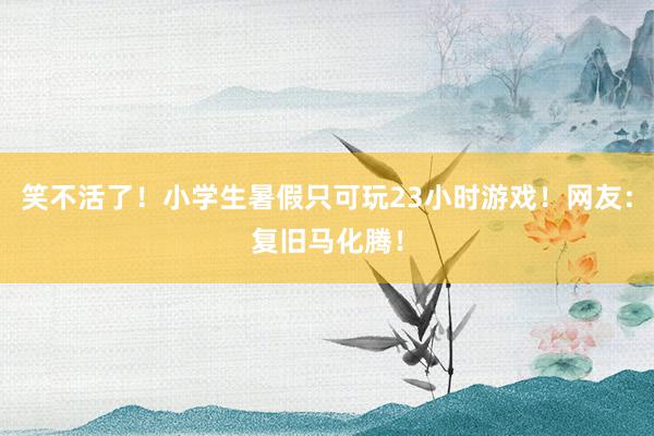 笑不活了！小学生暑假只可玩23小时游戏！网友：复旧马化腾！